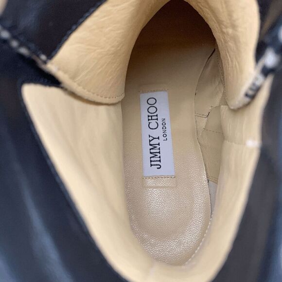 Jimmy Choo Cruz Black White Houndstooth Embellished Combat Lace-Up Boots EU 37 - Picture 10 of 10